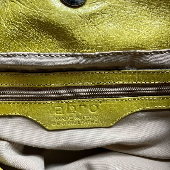 ABRO leather Hobo yellow shoulder bag with silver tone hardwares. - Picture 8 of 9
